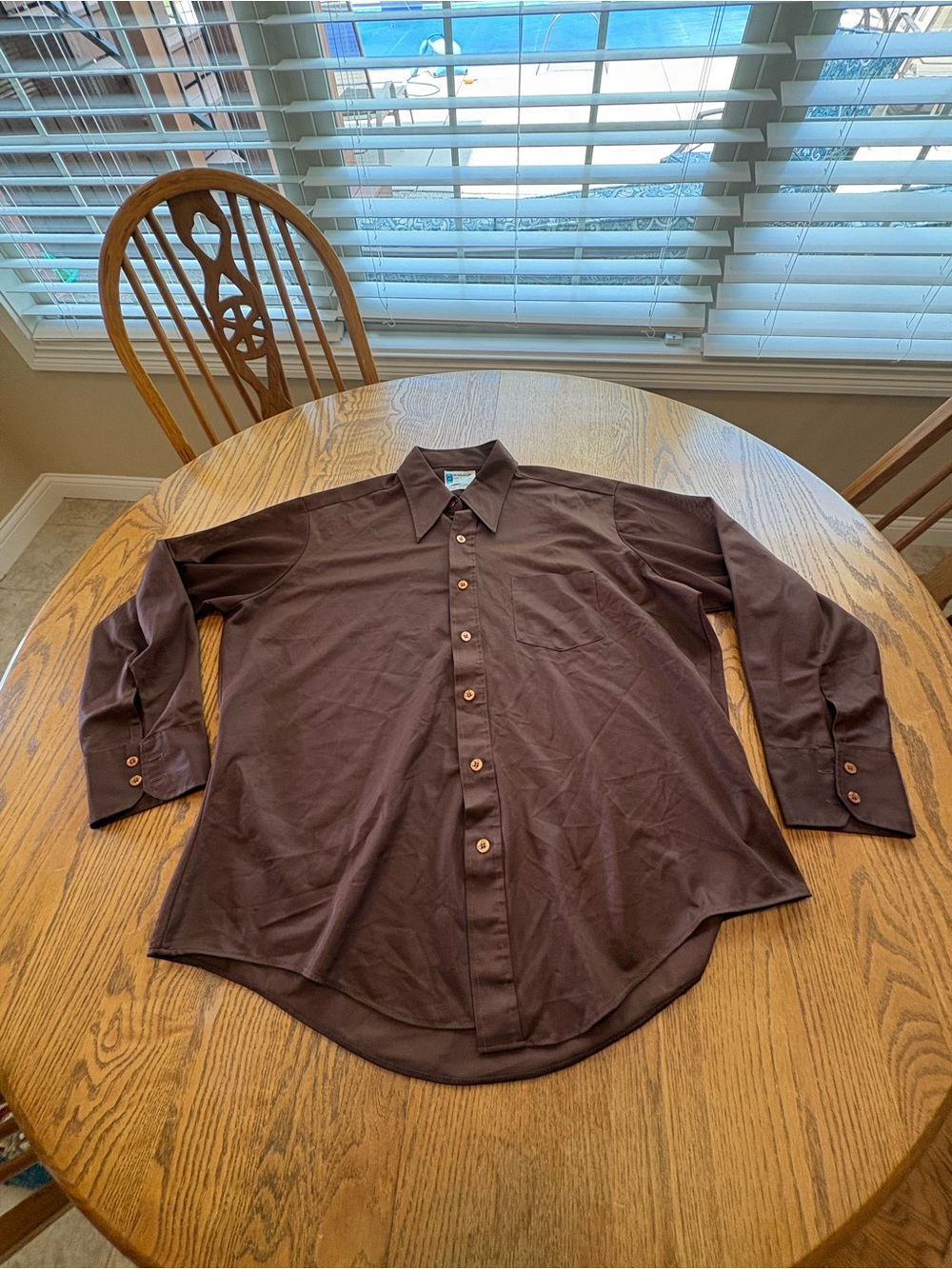 Vintage Zayre Brown Semi Sheer button down shirt 70s Lounge Style Men’s XL